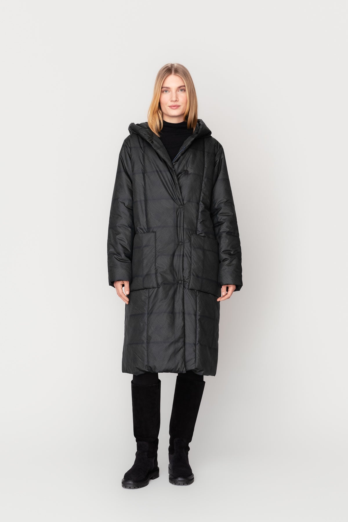 PUHURI-takki tummanvihreä kuosi