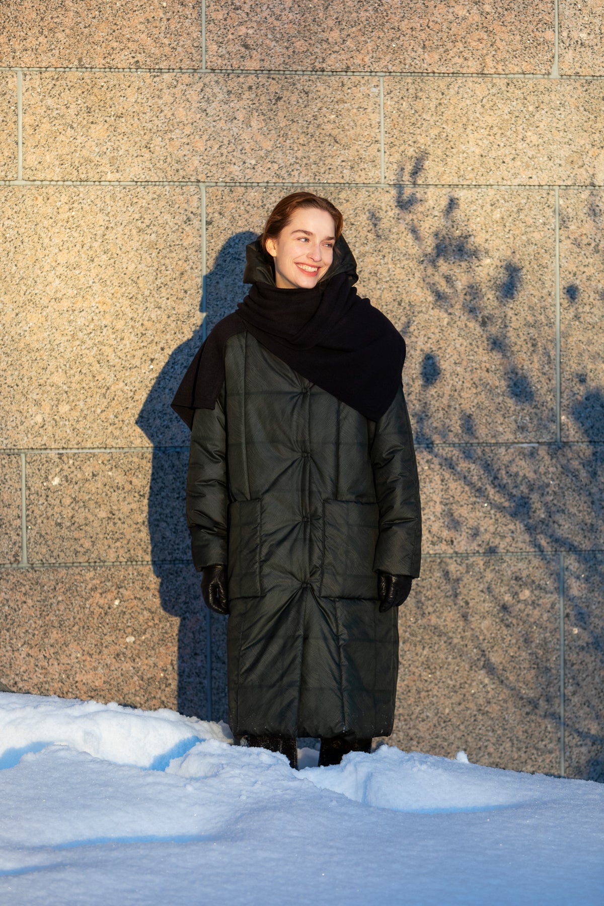 PUHURI-takki tummanvihreä kuosi