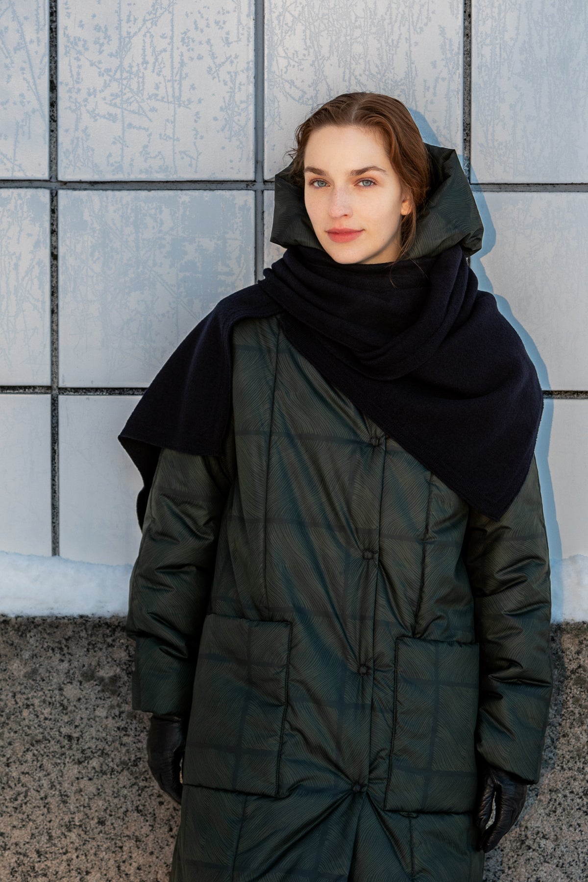 PUHURI-takki tummanvihreä kuosi